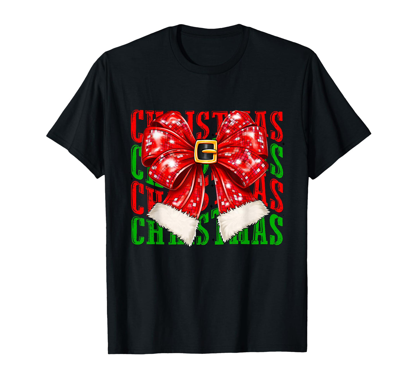Christmas Coquette Bow Aesthetic Santa Holiday Vibes T-Shirt