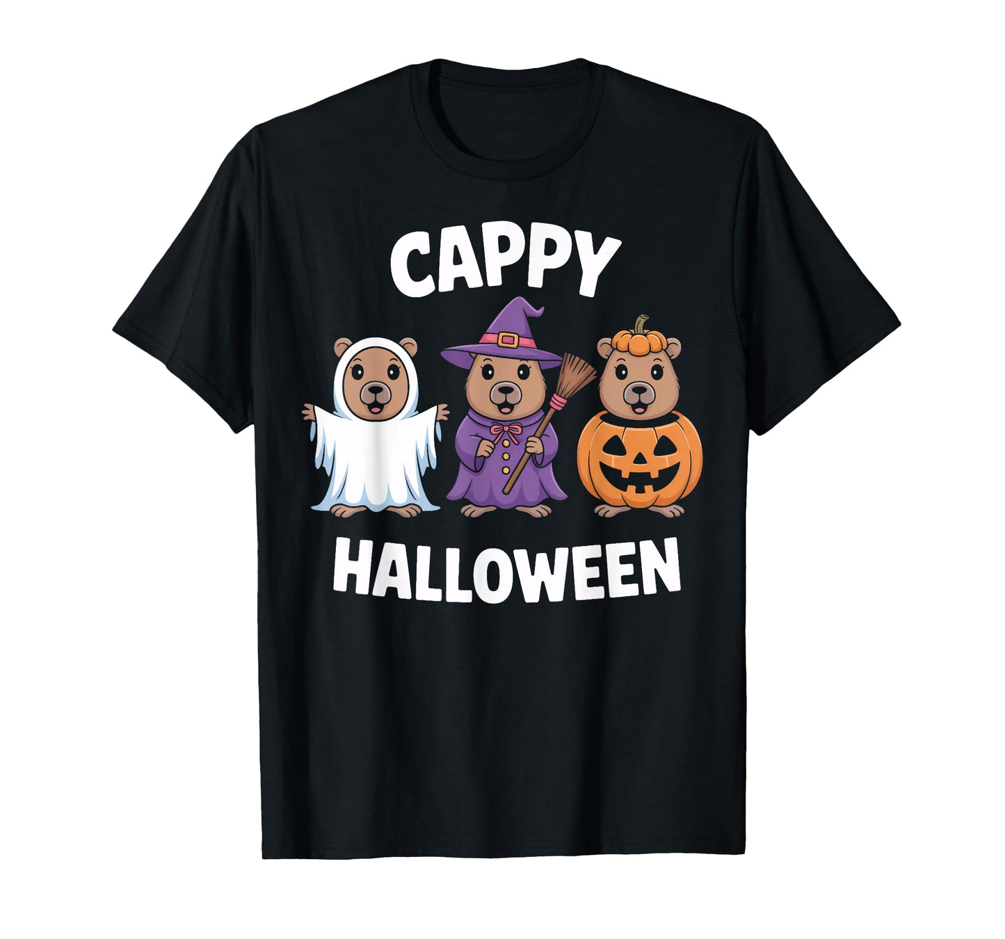Cappy Halloween Capybara Animal Pumpkin Witch Humor Fans T-Shirt