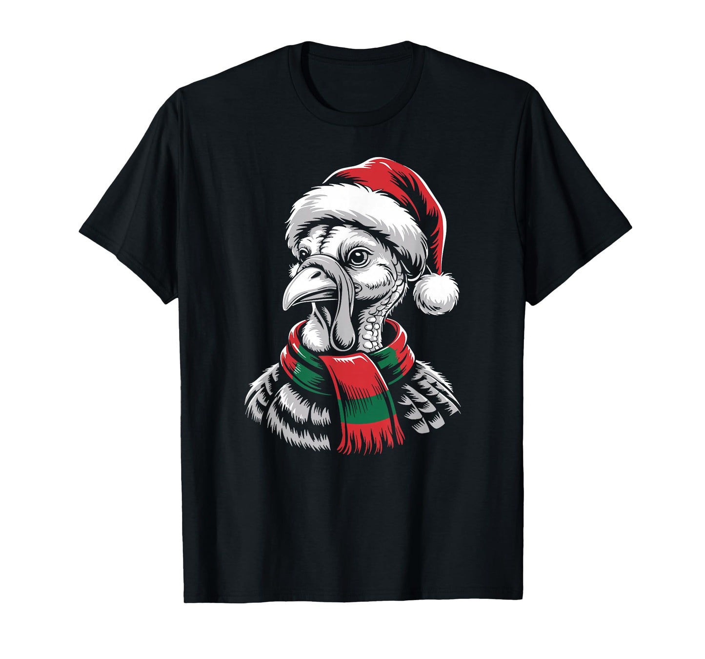 Turkey Xmas Santa Hat Scarf Christmas Costume T-Shirt