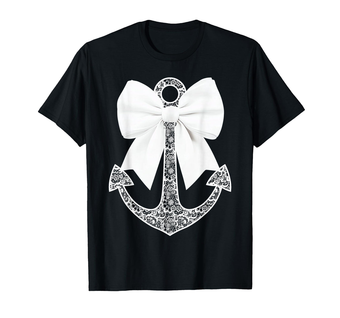 White Lace Bow Tie Nautical Cruise Anchor Boat Cruiser Lover T-Shirt