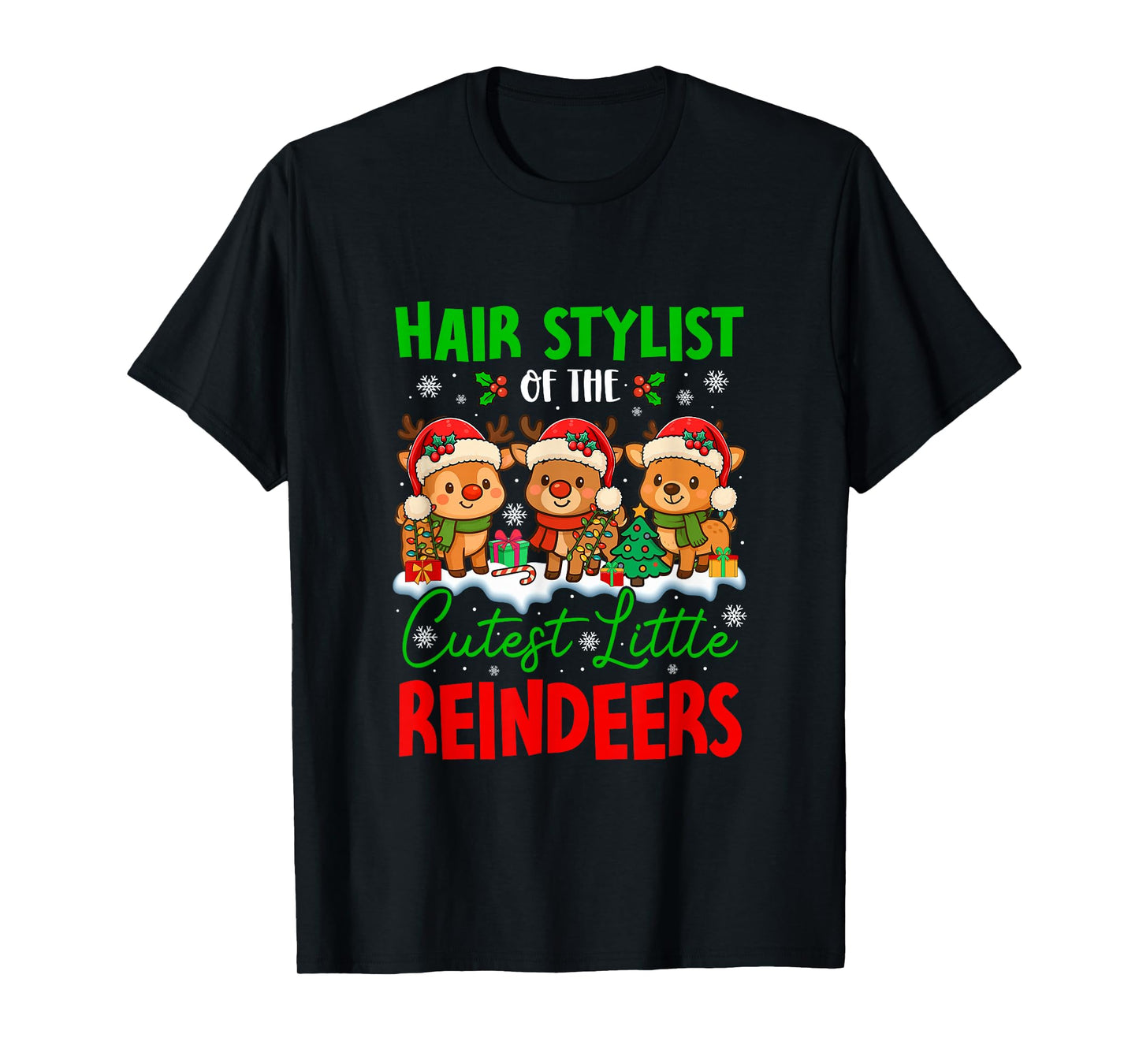 Hair Stylist of Cutest Reindeers Xmas Three Santa Reindeers T-Shirt