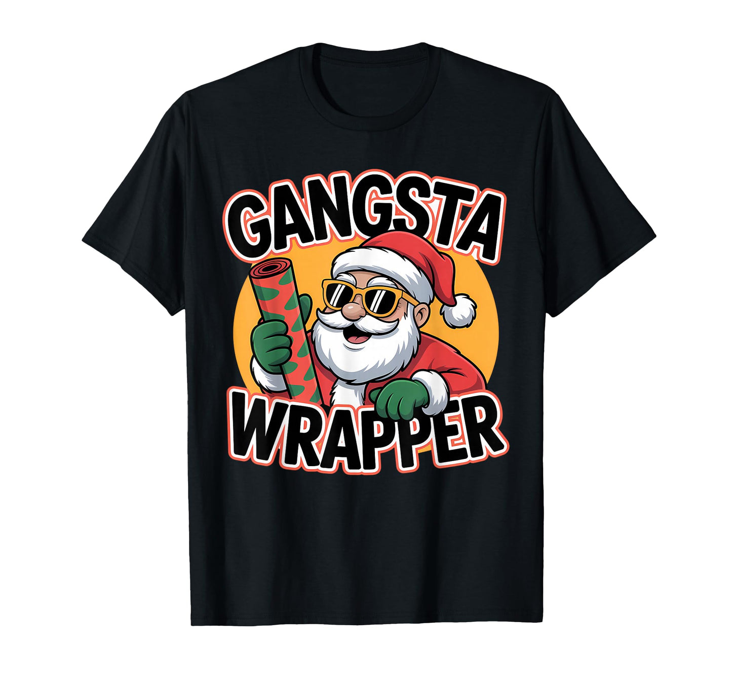 Gangsta Wrapper Funny Santa Christmas Holiday T-Shirt