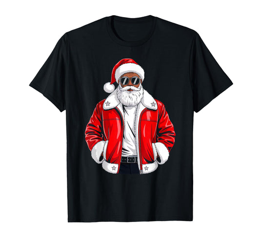 African American Santa Claus Black Christmas Men Boys Kids T-Shirt