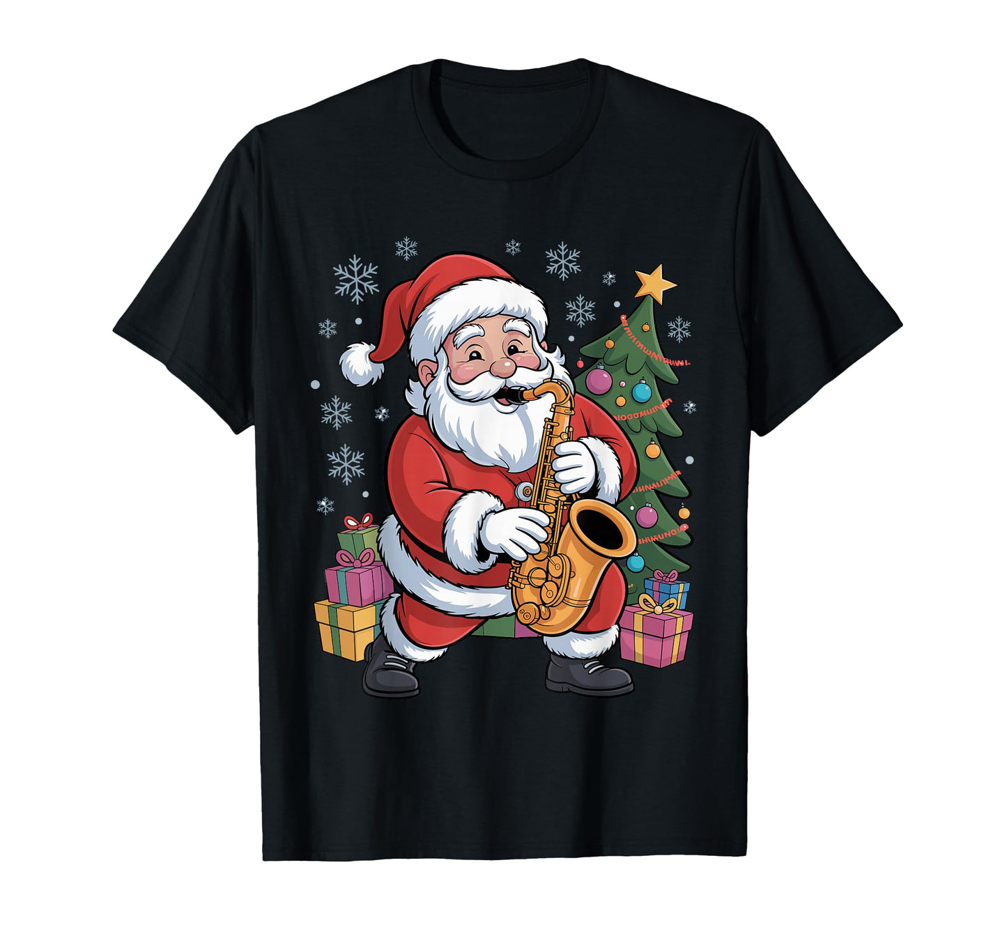 Funny Santa Playing Saxophone Holiday Chrismas Xmas Pajama T-Shirt