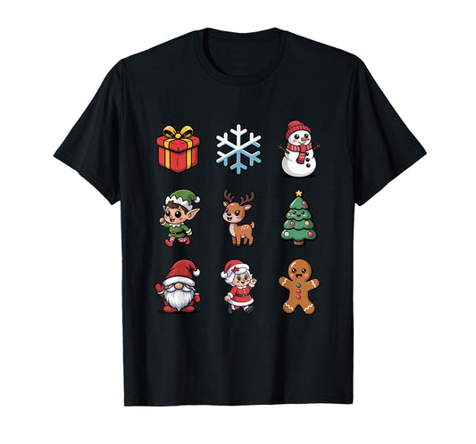 Cute Santa Gnome Reindeer Candy Cane Christmas T-Shirt