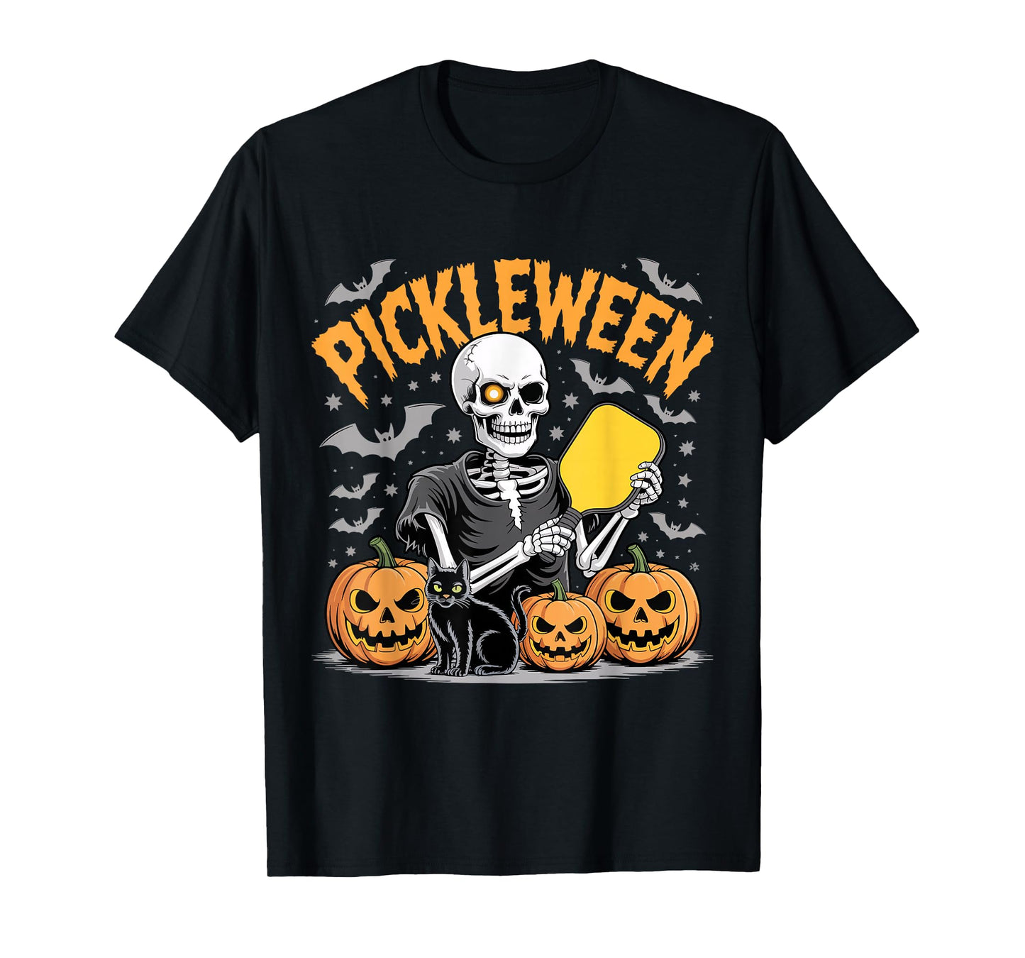 Pickleween Pickleball Player Funny Skeleton Halloween T-Shirt