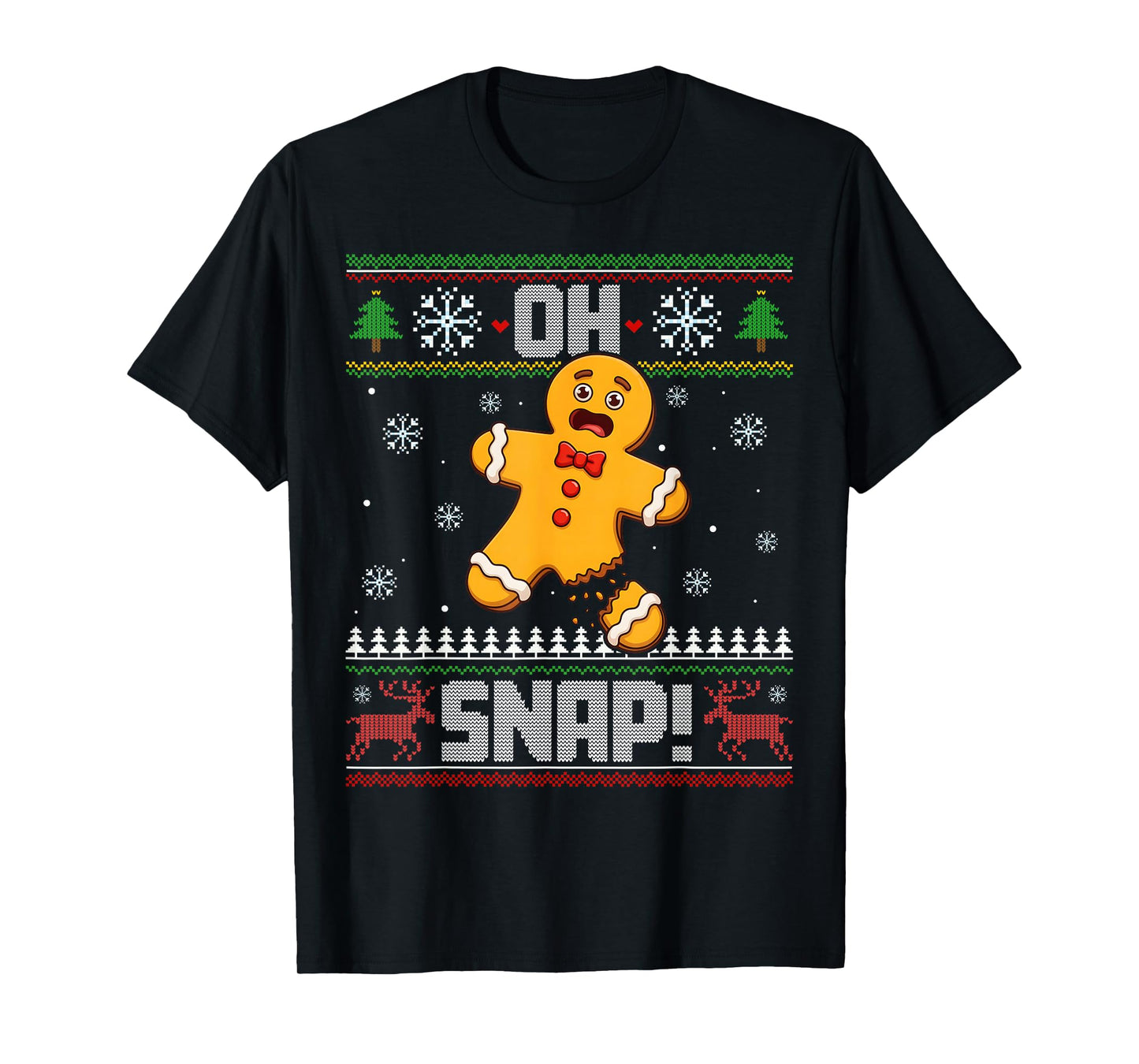 Oh Snap Gingerbread Man Cookie Baking Ugly Christmas Pajamas T-Shirt