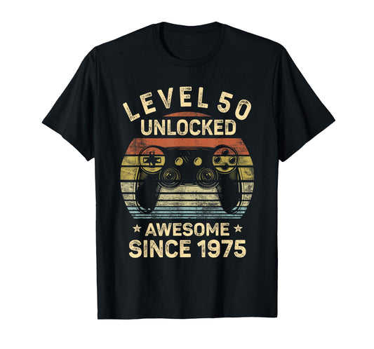 Level 50 Unlocked 50th Birthday 50 Year Old Gifts Gamer Bday T-Shirt