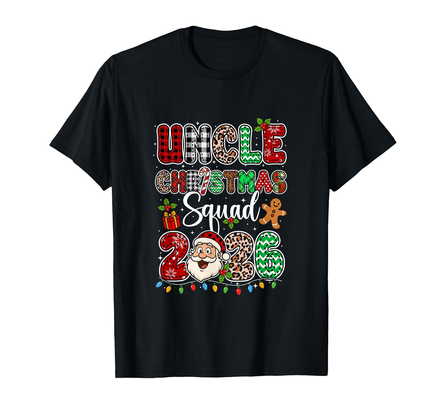 Uncle Christmas Crew 2026 Leopard Funny Santa Family Group T-Shirt