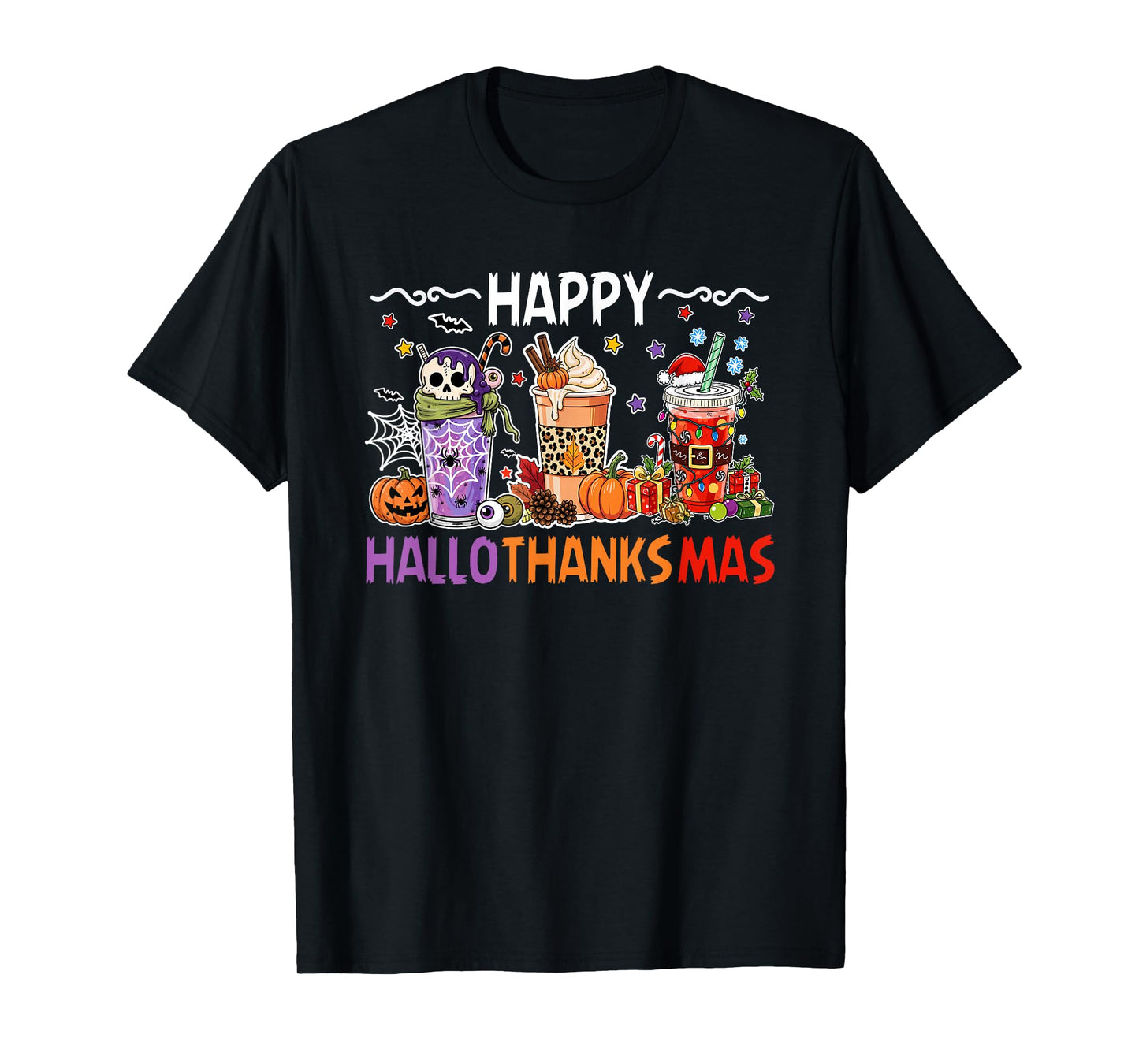 Halloween Thanksgiving Happy Season Coffee Hallothanksmas T-Shirt