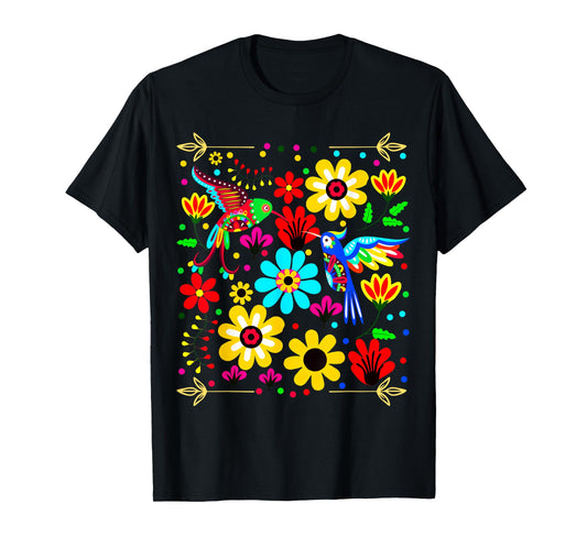 Floral Bird Otomi Mexican Style Mexicano Mexicana T-Shirt