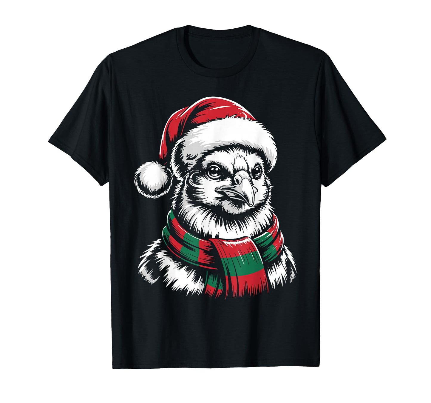 Chicken Xmas Santa Hat Scarf Christmas Costume T-Shirt