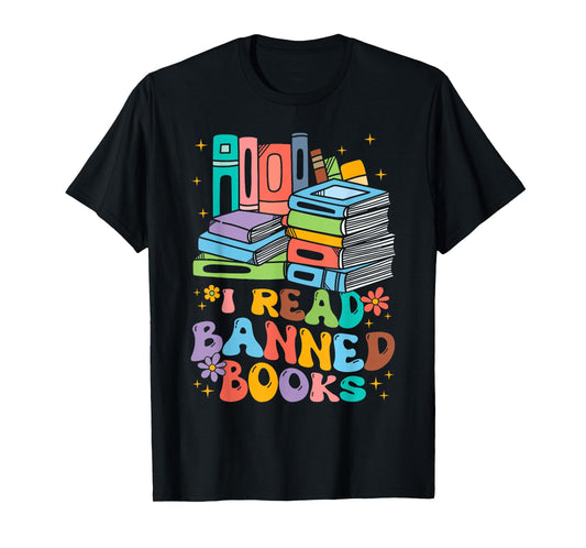 Vintage Retro I Read Banned Books Funny Book Lover Bookworm T-Shirt