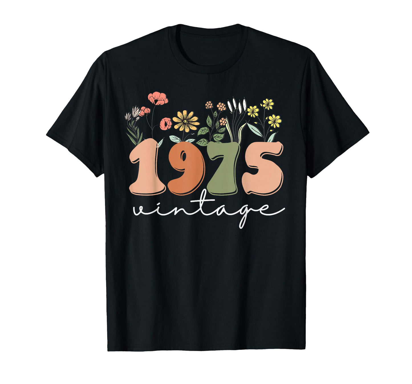 50 Years Old Vintage 1975 50th Birthday Tee Wildflower Women T-Shirt