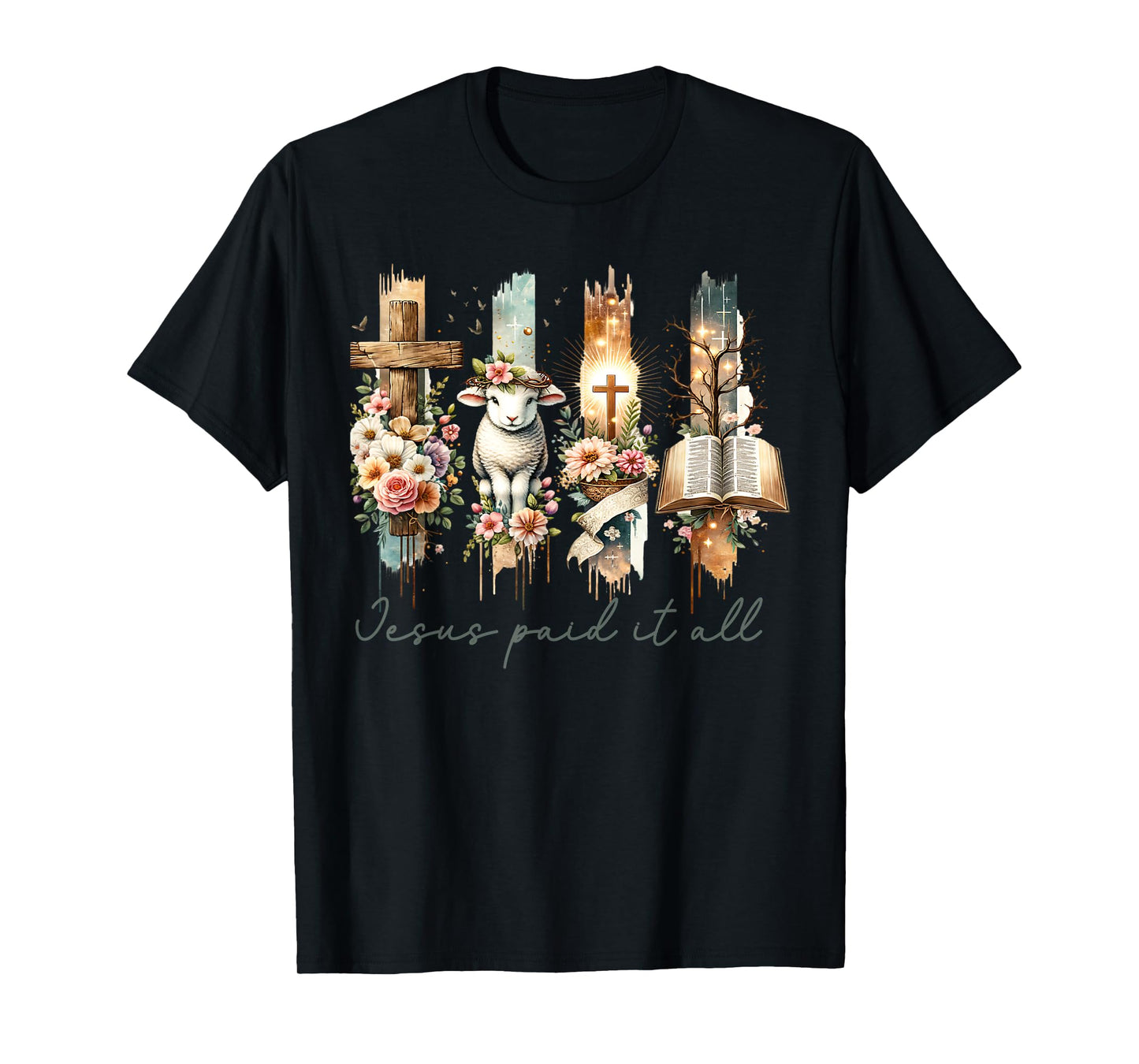 Jesus Paid It All Christian Cross Vintage Religious Easter T-Shirt