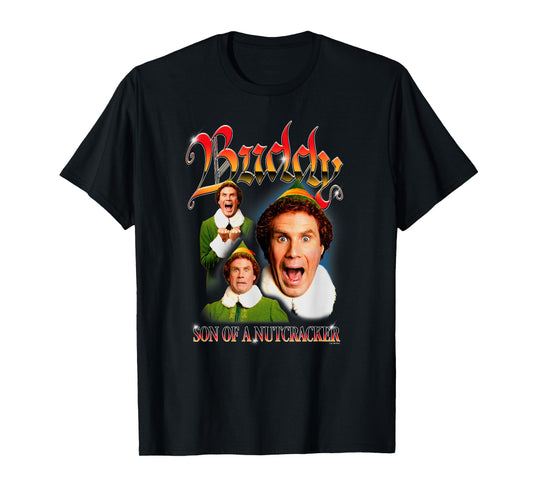 Elf Christmas Buddy Son of A Nutcracker Y2K Style Portrait T-Shirt