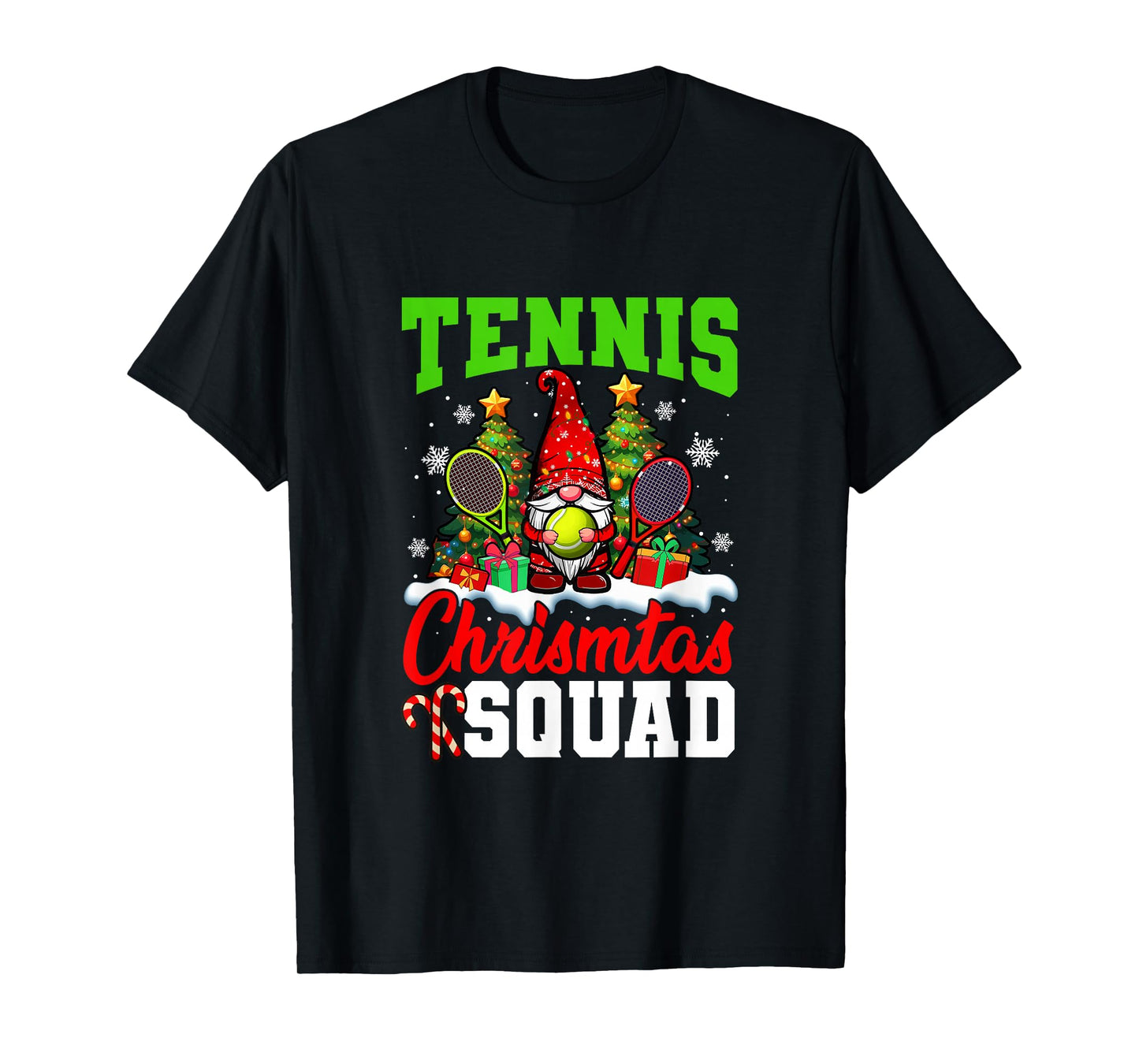 Tennis Christmas Squad Player Costume Gnome Lover Kids T-Shirt