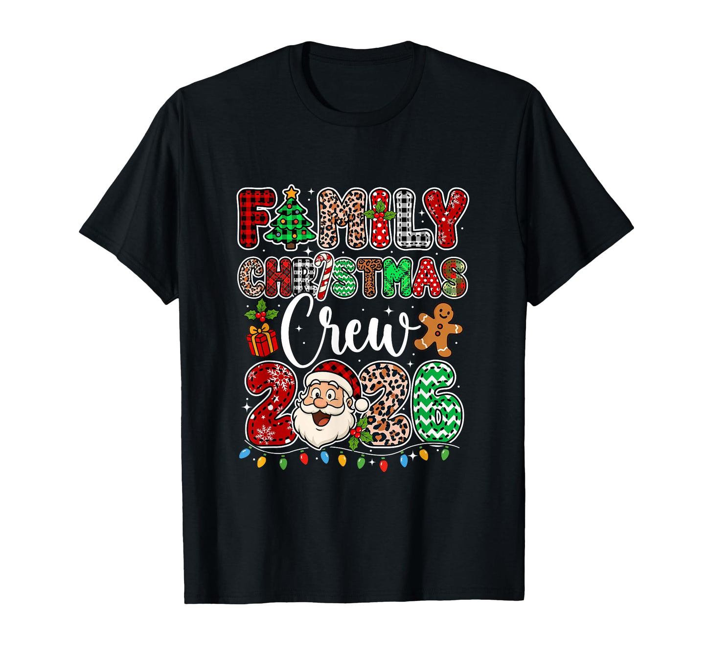 Family Christmas Crew 2026 Leopard Funny Santa Family Kids T-Shirt