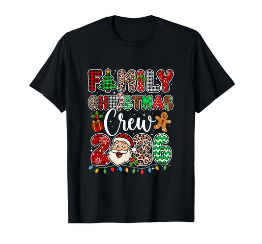 Family Christmas Crew 2026 Leopard Funny Santa Family Kids T-Shirt