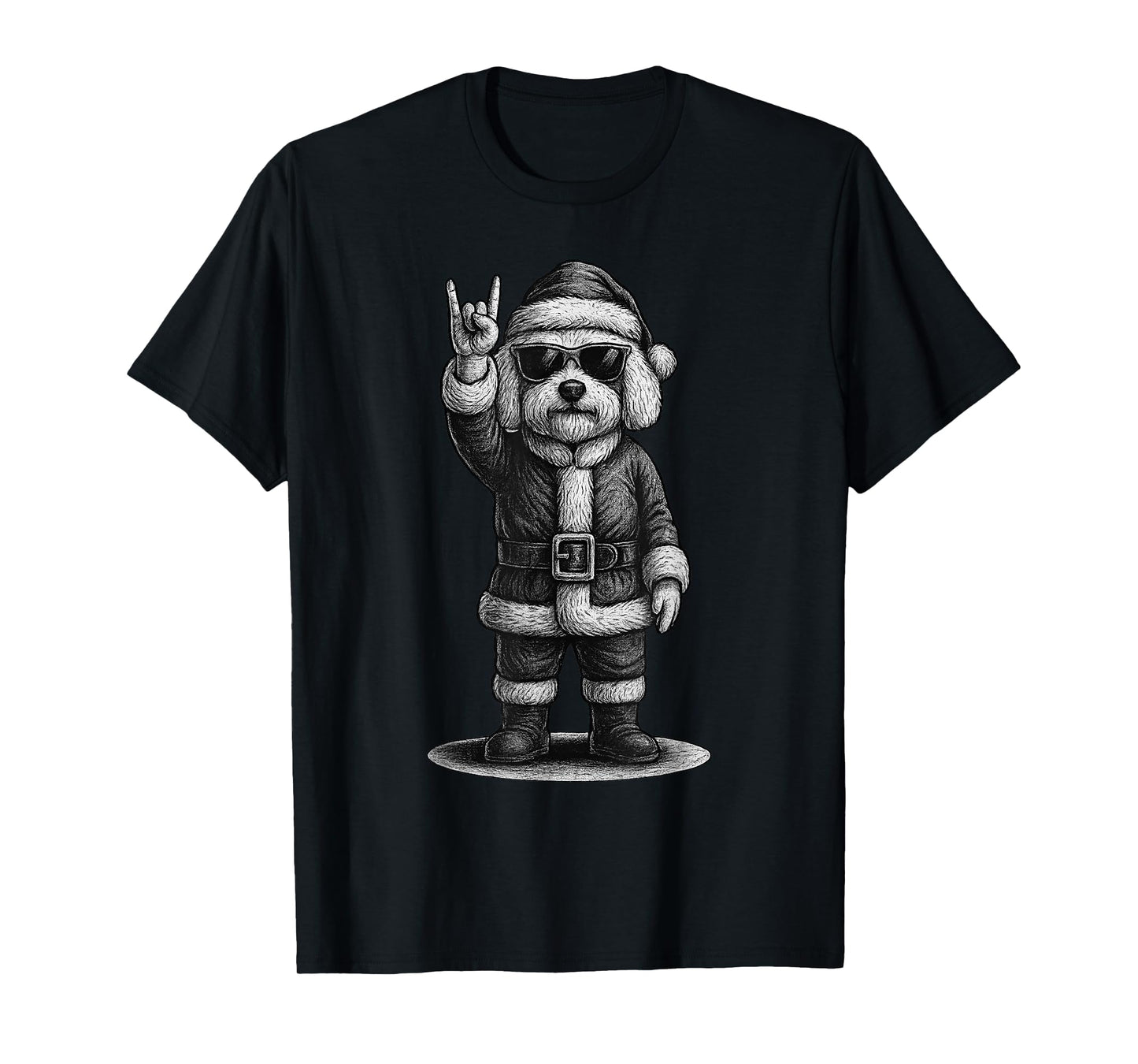 Bichon Frise Rock Music Christmas Dog Lover T-Shirt