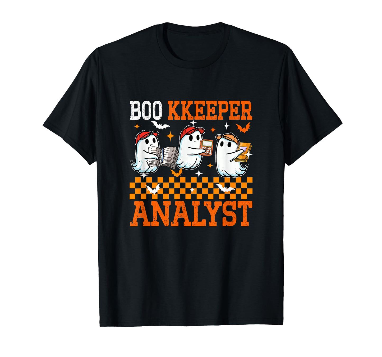 Boo Kkeeper Analyst Halloween Bookkeeper Three Cute Boos T-Shirt