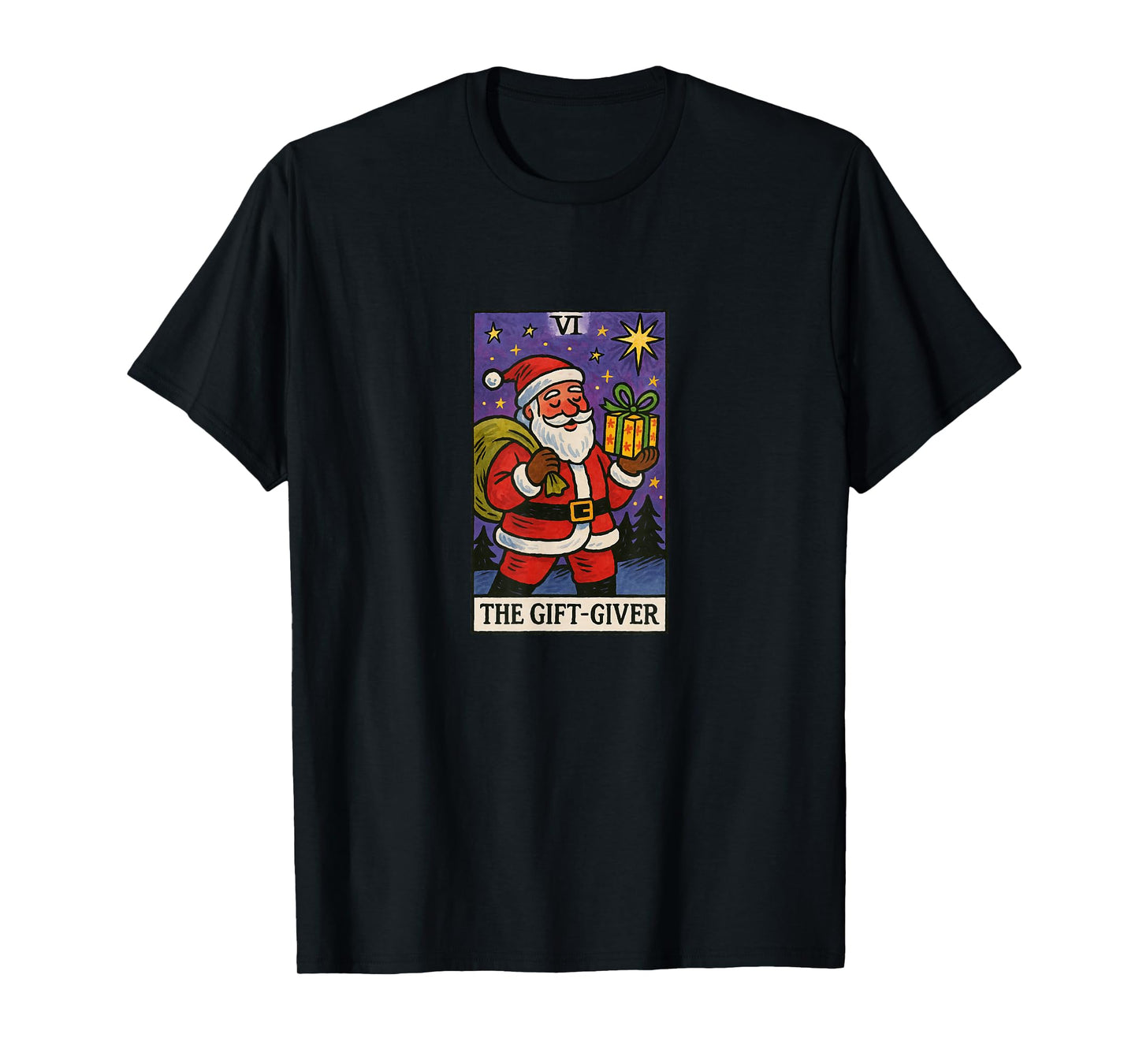 The Gift Giver Santa Claus Tarot Card Christmas Design T-Shirt
