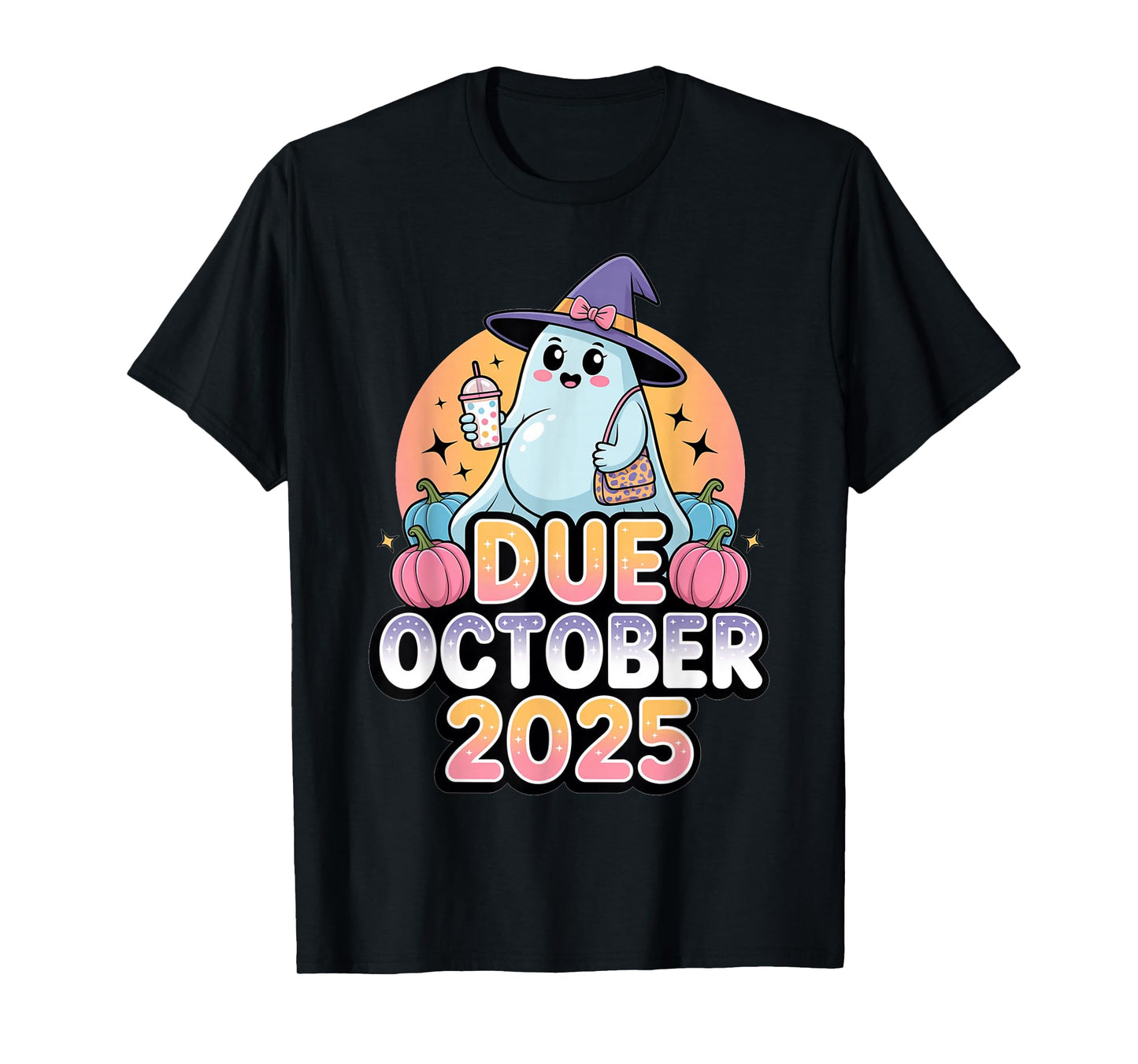 Halloween Pregnant Due October 2025 Mama Ghost Baby Mom T-Shirt