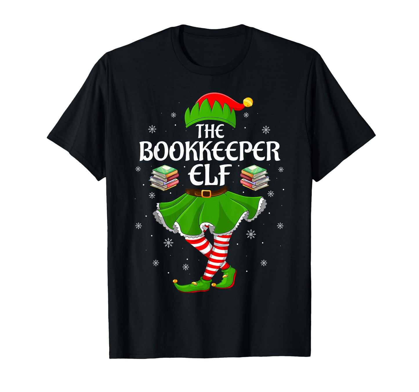 Bookkeeper Elf Christmas Family Girls Women Elf Squad Xmas T-Shirt