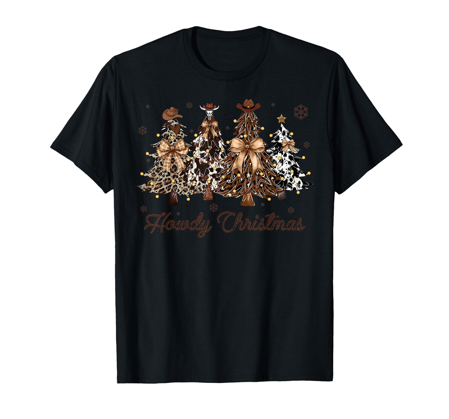 Howdy Christmas Western Cowboy Farm Christmas Trees Bow Xmas T-Shirt