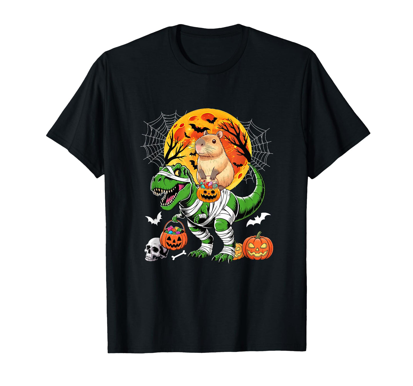 Capybara Riding T-Rex Cosplay Mummy Halloween Costume Kids T-Shirt