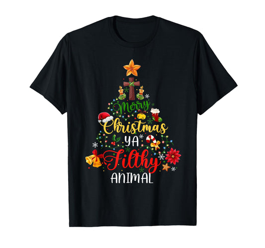 Merry Christmas Animal Filthy Ya Funny Xmas Family Pajama T-Shirt