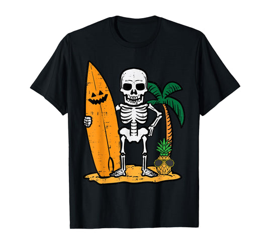 Halloween Surfer Skeleton Costume Hawaii Surf Men Women Kids T-Shirt