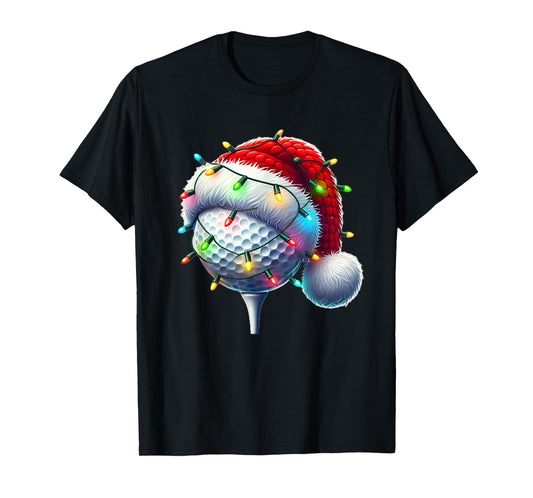Golf Ball Santa Hat Xmas Golfing Golfer Christmas Boys Men T-Shirt