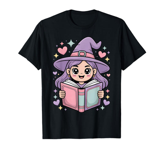 Cute Reading Witch Book Lover Teacher Librarian Bookworm T-Shirt