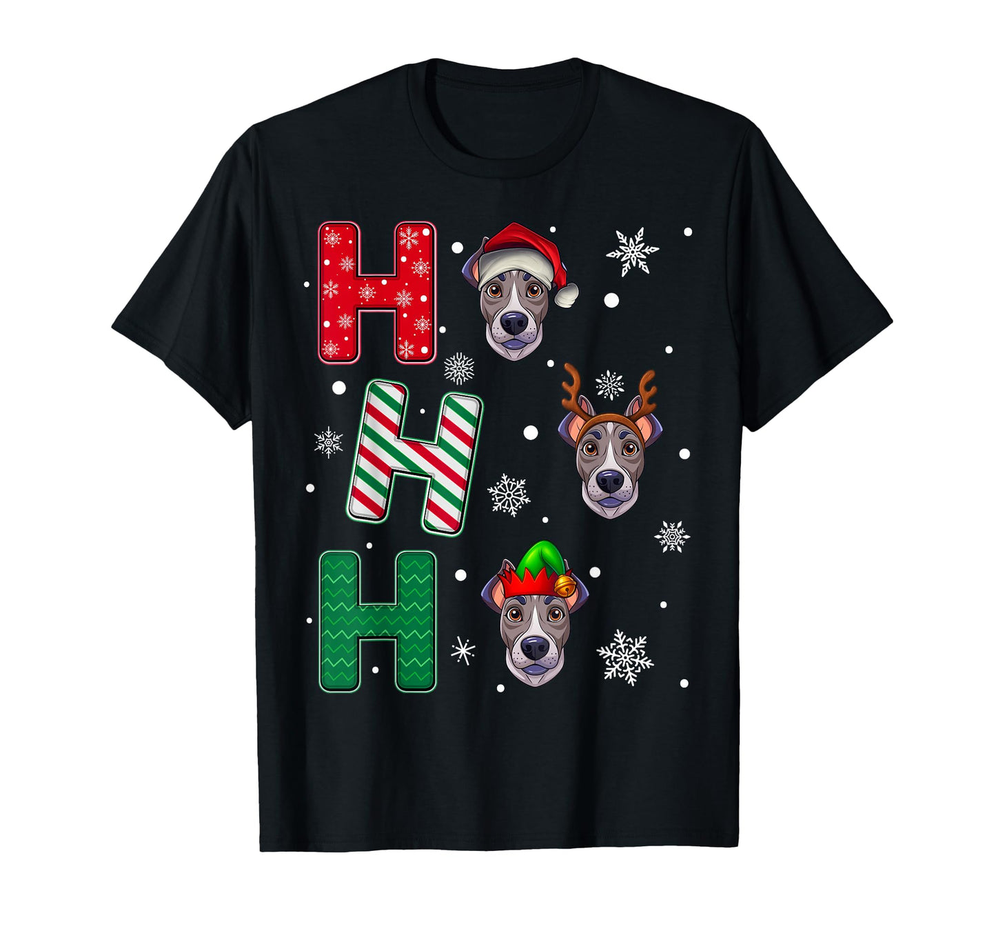 Ho Ho Ho Great Dane Dog Matching Christmas Santa Elf Xmas T-Shirt