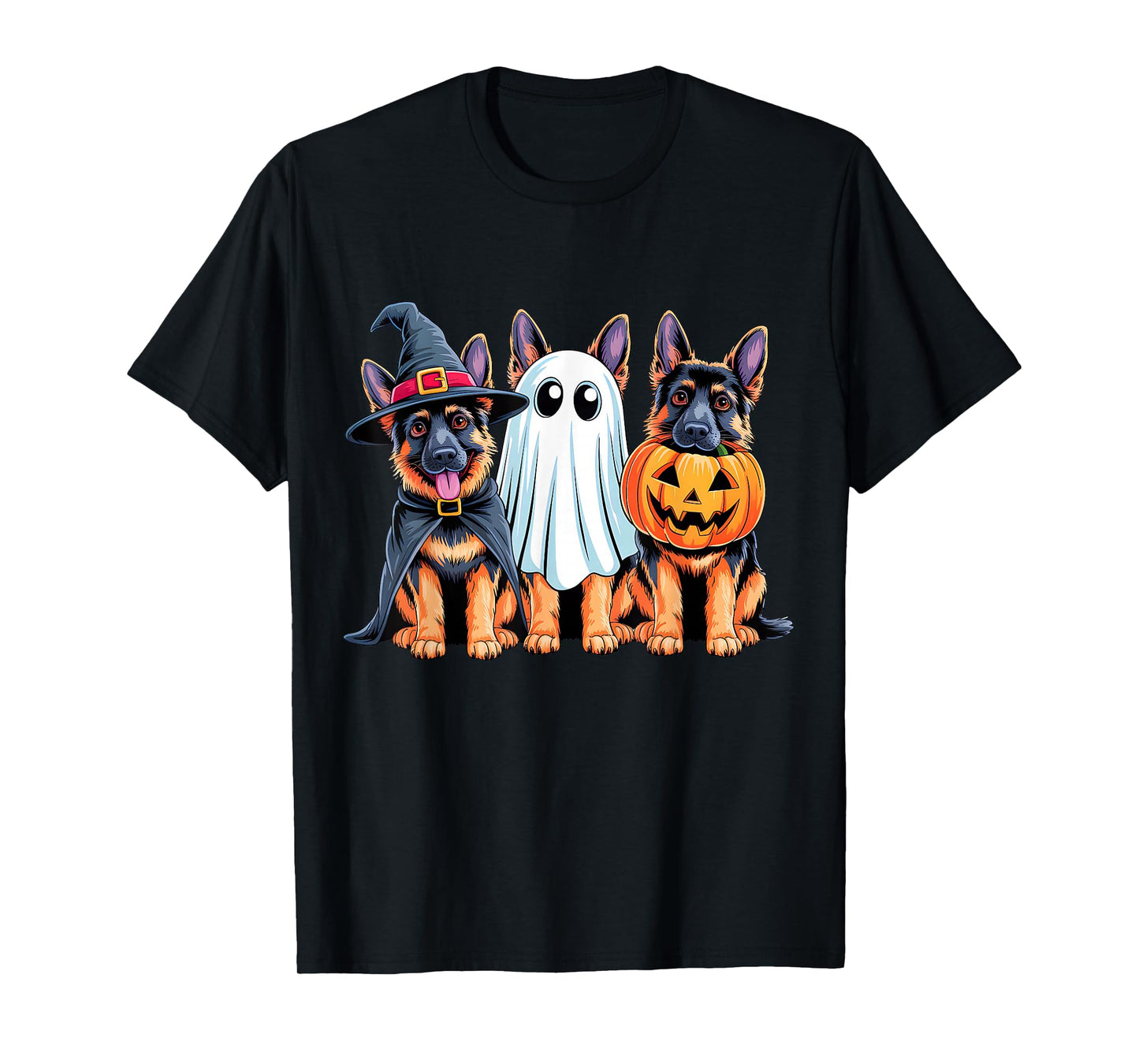 German Shepherd Halloween Funny Dog Lover Pumpkin Witch T-Shirt