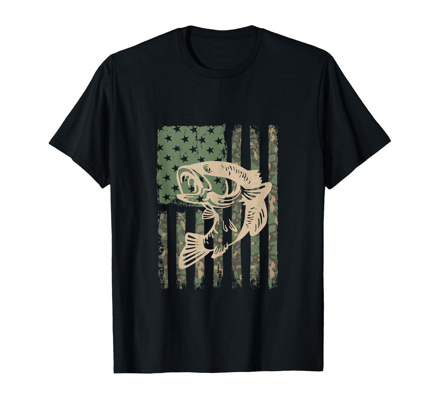 Camouflage USA Flag Big Mouth Bass Fishing Tank Top