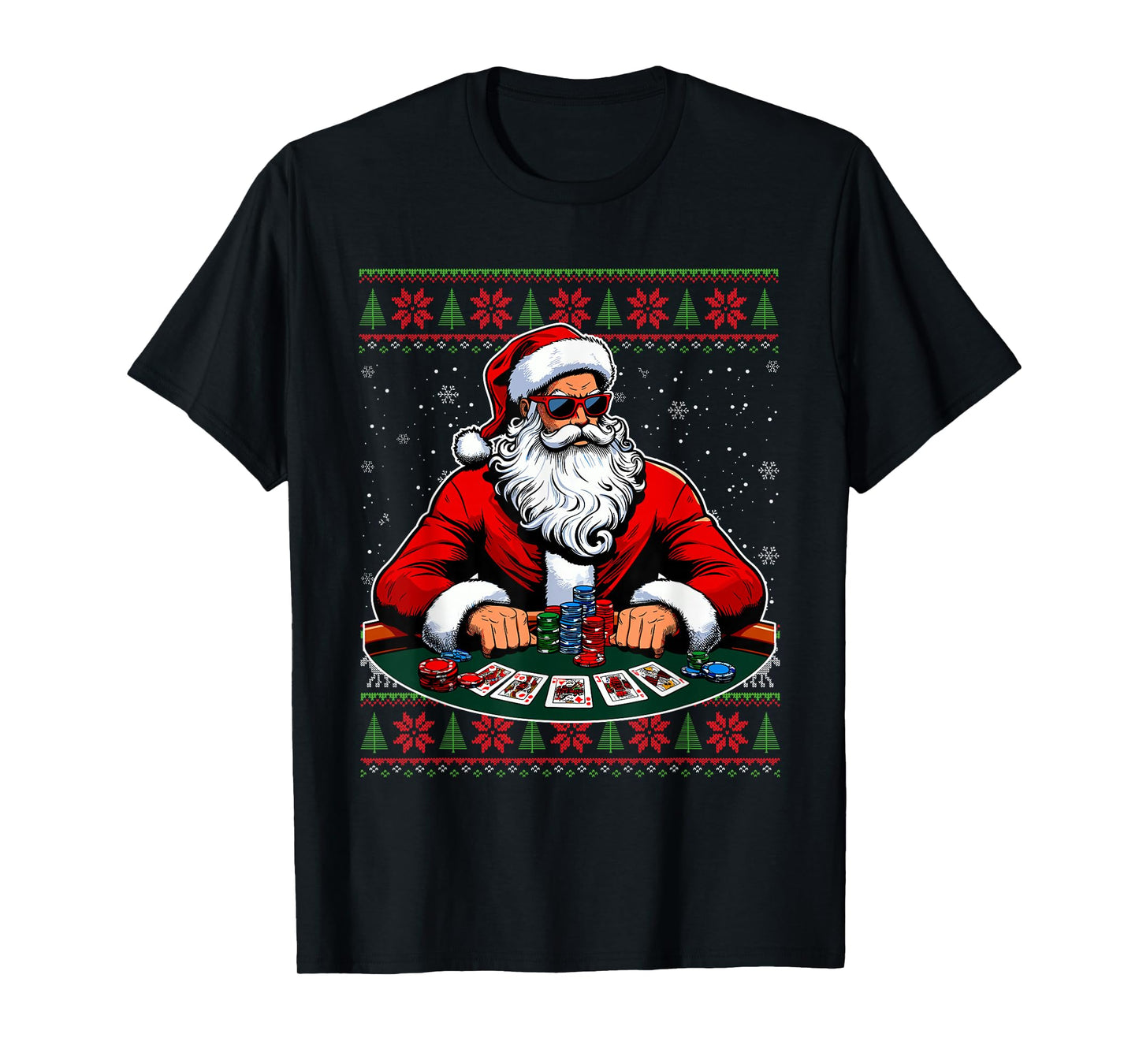 Santa Poker Player Ugly Christmas Poker Sweater T-Shirt