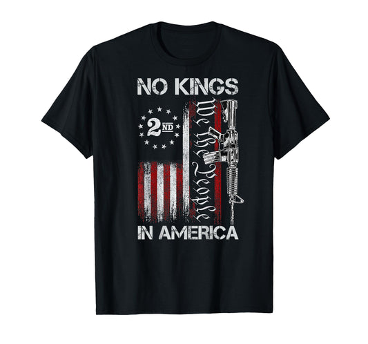 No Kings in American Vintage USA Flag No Kings (ON Back) T-Shirt