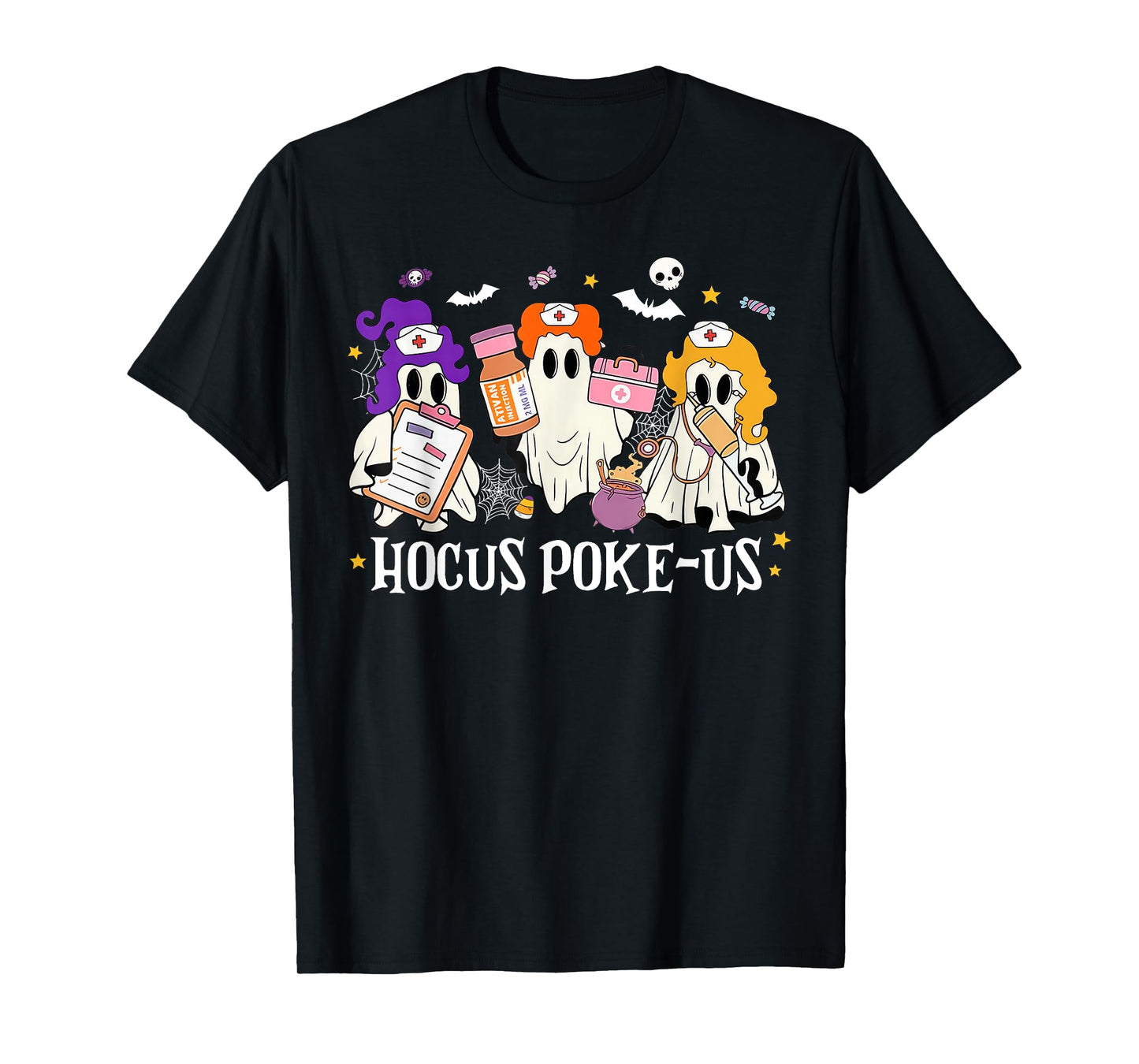 Hocus Poke-us Witch Nurse Halloween Medical Lab Tech Spooky T-Shirt
