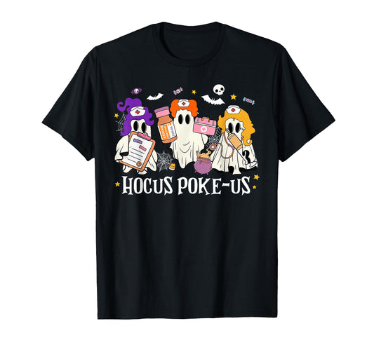Hocus Poke-us Witch Nurse Halloween Medical Lab Tech Spooky T-Shirt