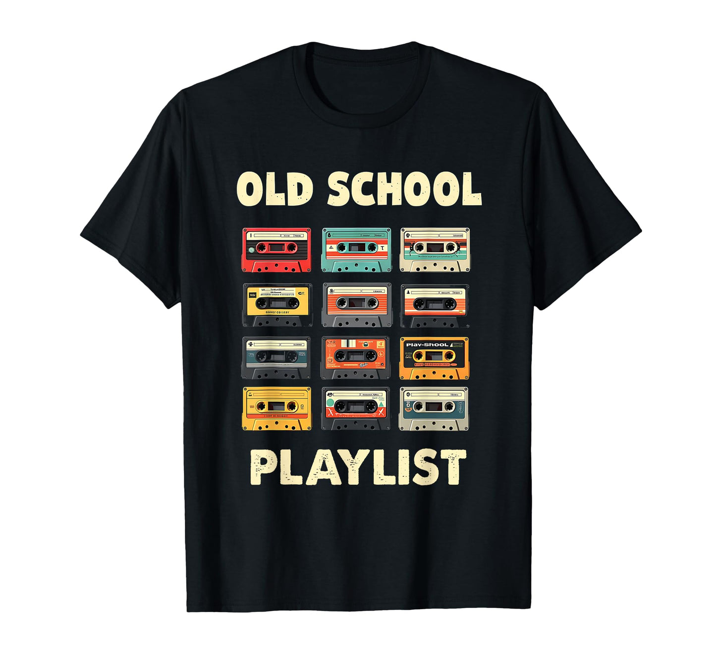 Old School Playlist Cassettes Vintage Mix Tapes Classic Fun T-Shirt