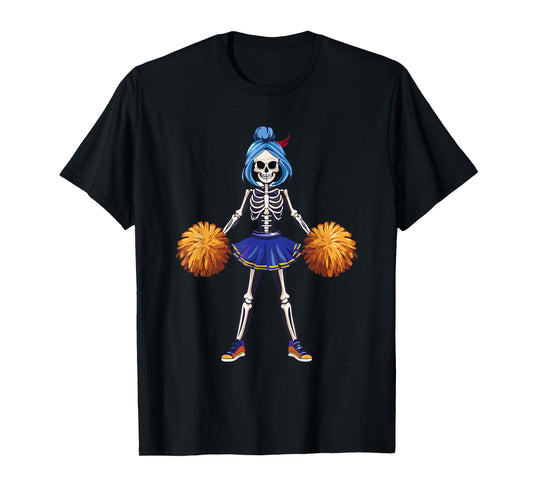 Funny Scary Goth Girl Halloween Cheerleader Costume T-Shirt