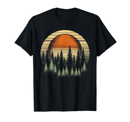 Trees Wildlife Nature Retro Forest T-Shirt