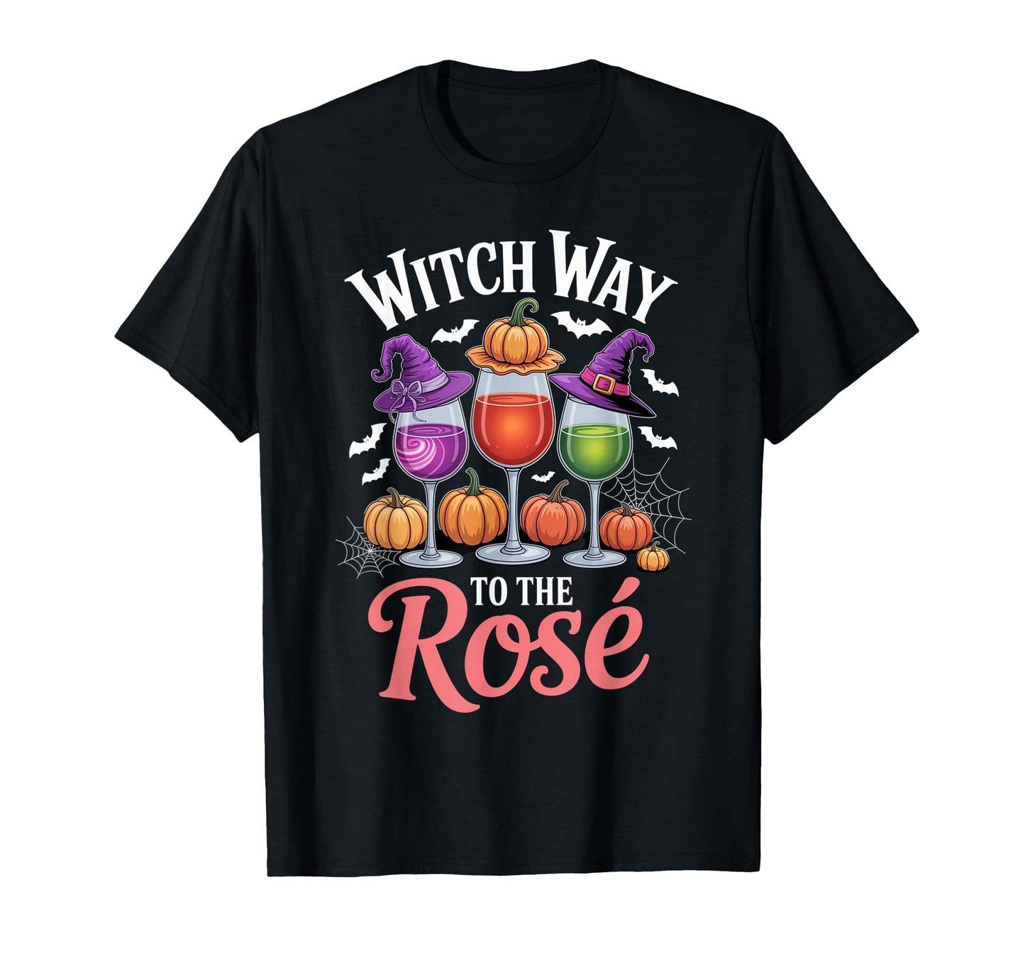 Witch Way to The Rosé Funny Halloween Wine Humor Outfit T-Shirt