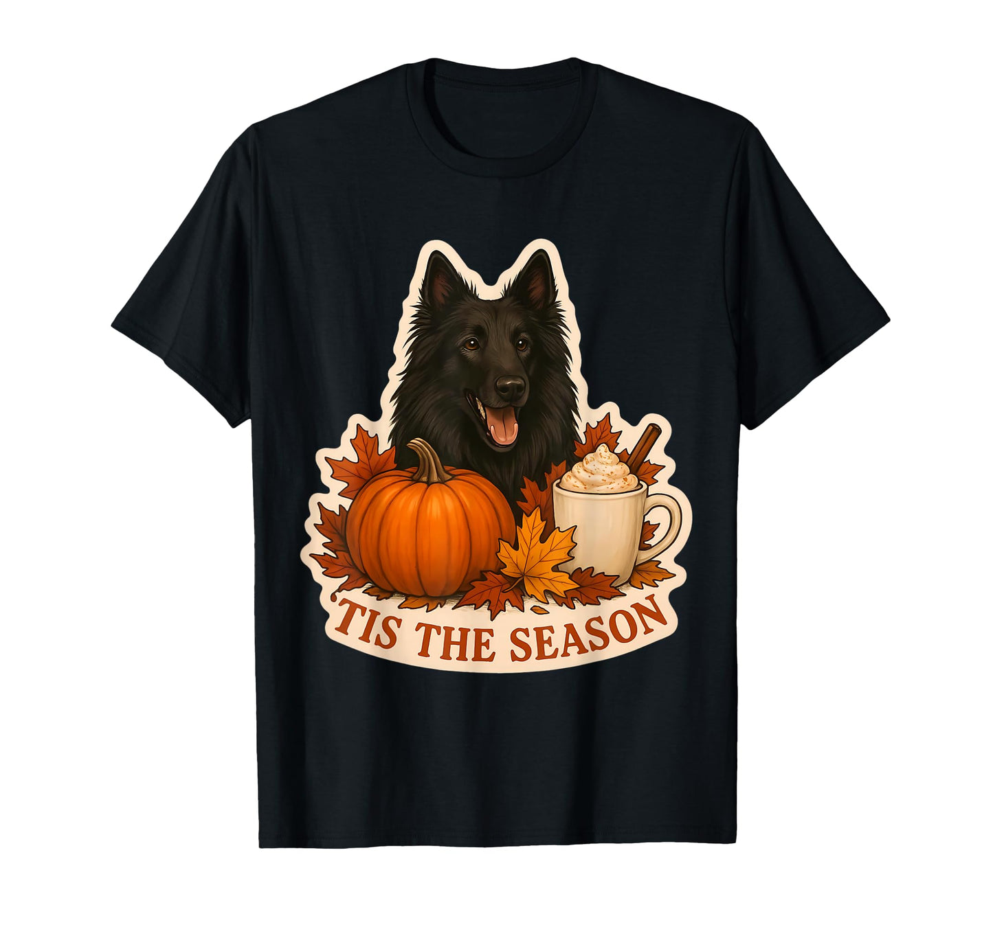 Tis The Season Belgian Sheepdog Dog Fall Autumn Pumpkin Cute T-Shirt