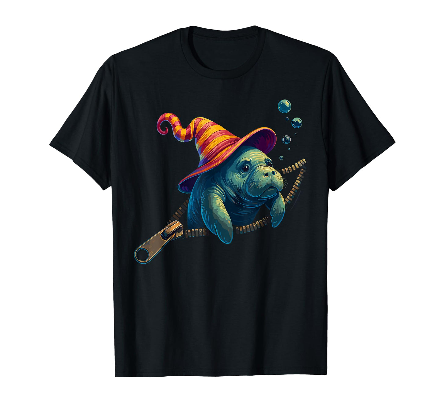 Manatee Halloween Shirt for Kids, Manatee Witch Hat Zipper T-Shirt