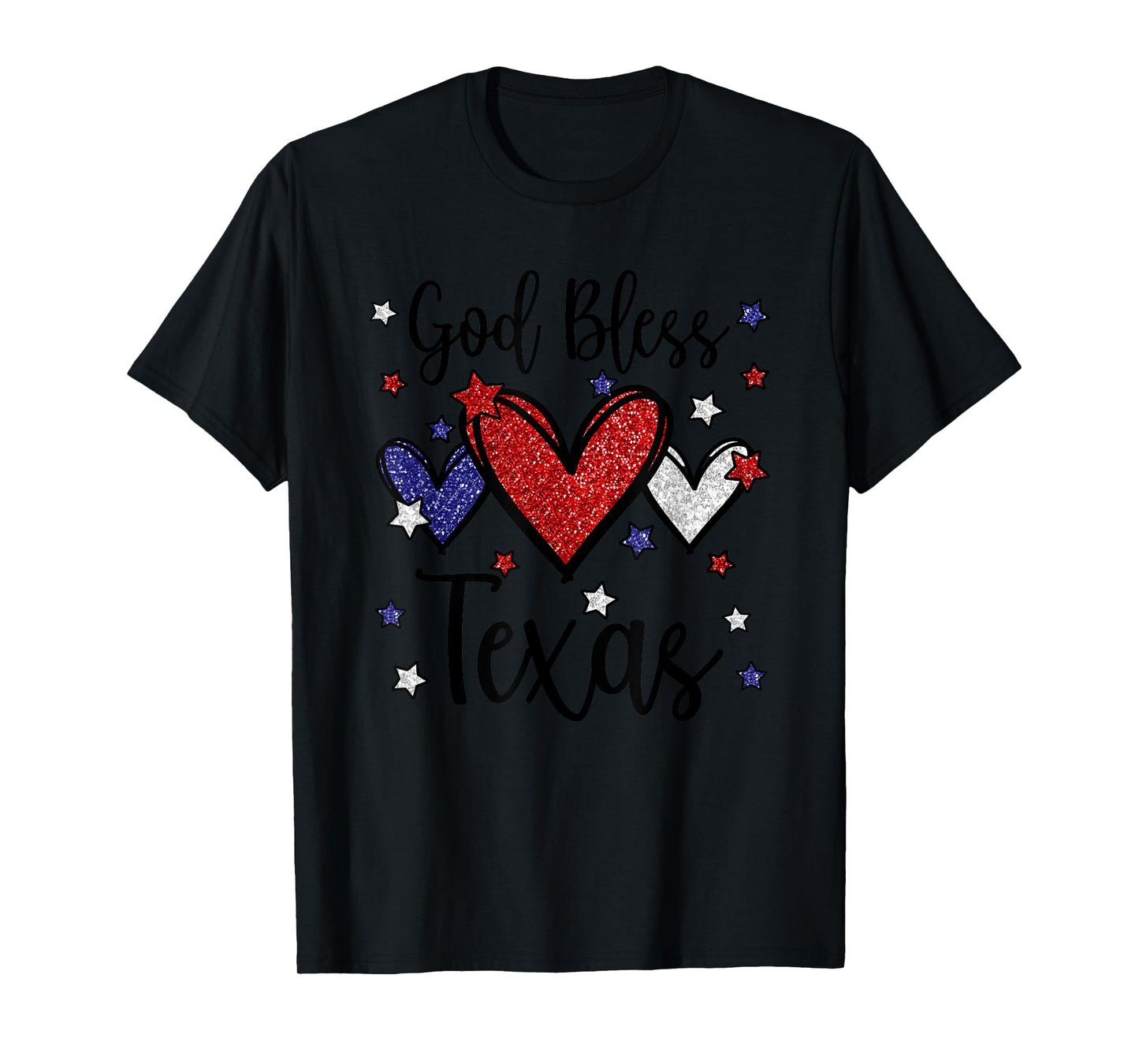 God Bless Texas Hearts For Patriotic Women & Fourth Of July T-Shirt