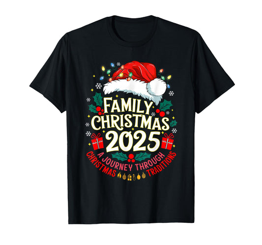 Family Christmas 2025 Santa Hat Pajamas Xmas Funny Holiday T-Shirt