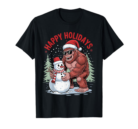 Santa Bigfoot Christmas Cool Snowman Sasquatch Xmas Holiday T-Shirt